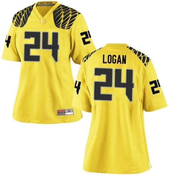 Oregon Ducks Women's #24 Vincenzo Logan Football College Replica Gold Jersey TKC00O3W