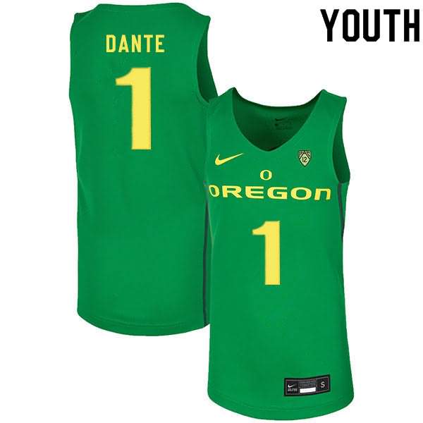 Oregon Ducks Youth #1 N'Faly Dante Basketball College Green Jersey HXT07O0O