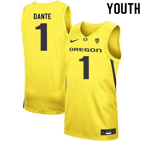 Oregon Ducks Youth #1 N'Faly Dante Basketball College Yellow Jersey CPN58O5V