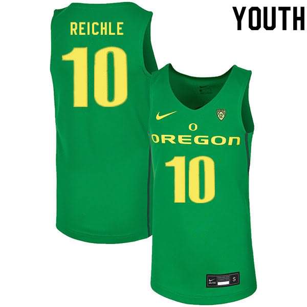 Oregon Ducks Youth #10 Gabe Reichle Basketball College Green Jersey BAN63O6L