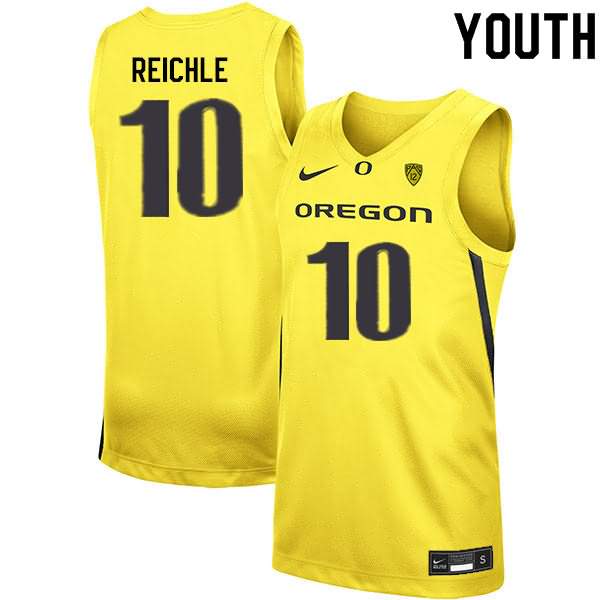 Oregon Ducks Youth #10 Gabe Reichle Basketball College Yellow Jersey LHE33O2R