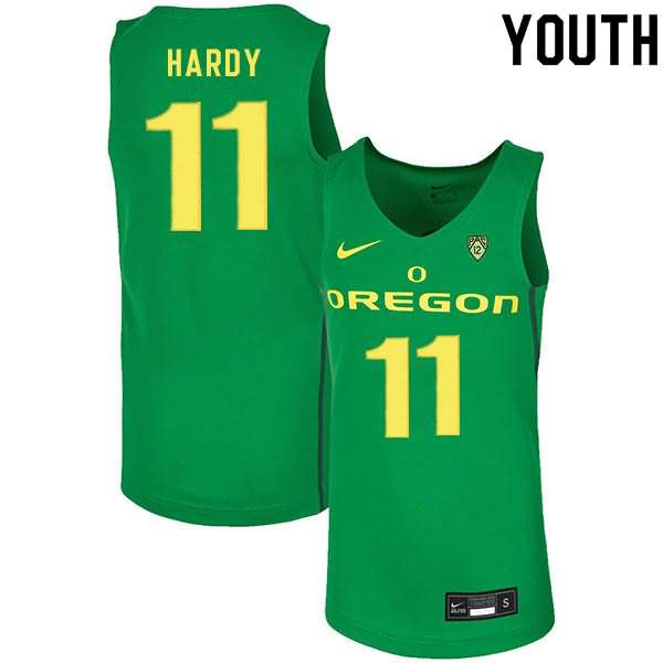 Oregon Ducks Youth #11 Amauri Hardy Basketball College Green Jersey PRZ47O5I
