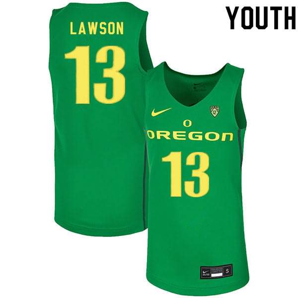 Oregon Ducks Youth #13 Chandler Lawson Basketball College Green Jersey CBE65O4E