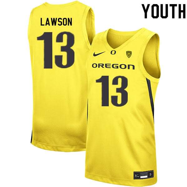 Oregon Ducks Youth #13 Chandler Lawson Basketball College Yellow Jersey QUK55O3W