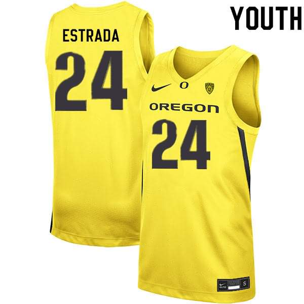 Oregon Ducks Youth #24 Aaron Estrada Basketball College Yellow Jersey NGS08O2L