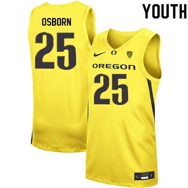 Oregon Ducks Youth #25 Luke Osborn Basketball College Yellow Jersey EPW42O4R