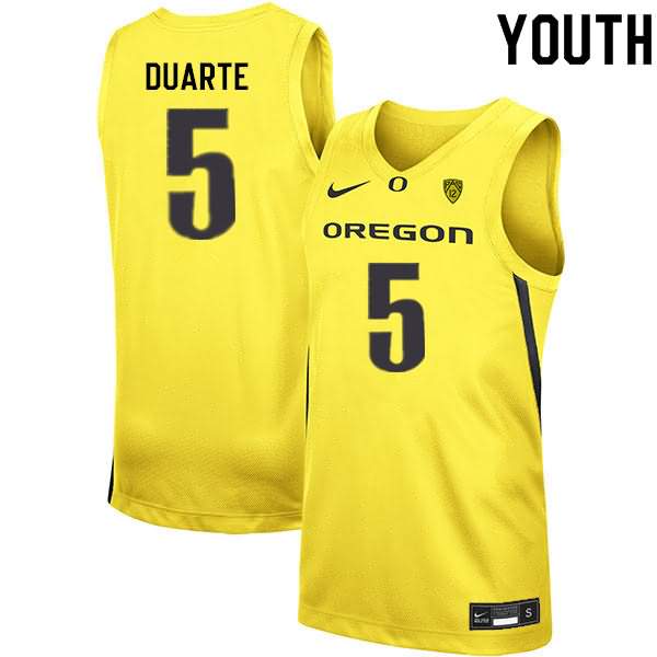 Oregon Ducks Youth #5 Chris Duarte Basketball College Yellow Jersey DIV65O2O
