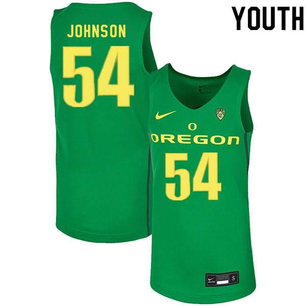 Oregon Ducks Youth #54 Will Johnson Basketball College Green Jersey JVI16O4H