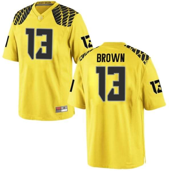 Oregon Ducks Youth #13 Anthony Brown Football College Game Gold Jersey ROE31O4Z