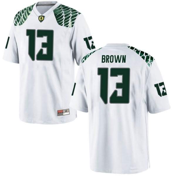 Oregon Ducks Youth #13 Anthony Brown Football College Game White Jersey KRR58O5X