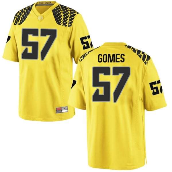 Oregon Ducks Youth #57 Ben Gomes Football College Game Gold Jersey MZY64O1H