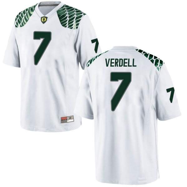 Oregon Ducks Youth #7 CJ Verdell Football College Replica White Jersey IXI33O7Y