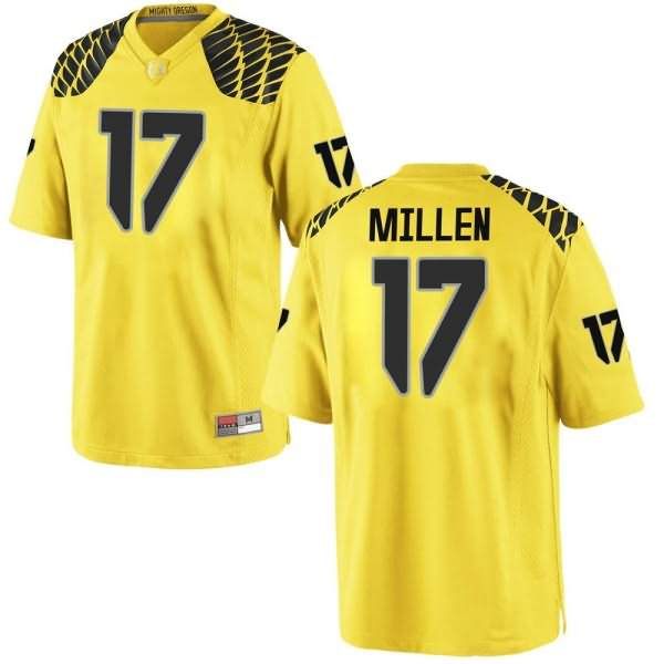 Oregon Ducks Youth #17 Cale Millen Football College Game Gold Jersey YPV03O1Y