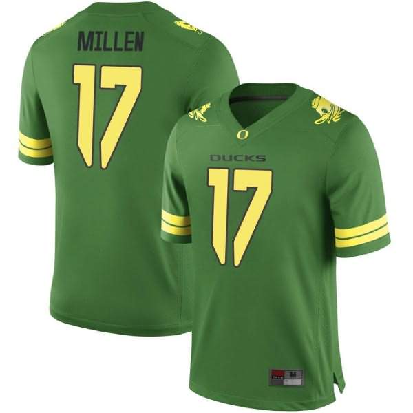 Oregon Ducks Youth #17 Cale Millen Football College Game Green Jersey XSI17O1V