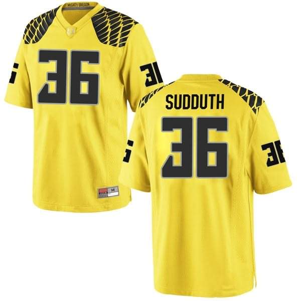 Oregon Ducks Youth #36 Charles Sudduth Football College Game Gold Jersey SPV42O2A