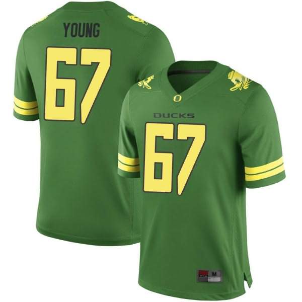 Oregon Ducks Youth #67 Cole Young Football College Game Green Jersey KQR63O5Y
