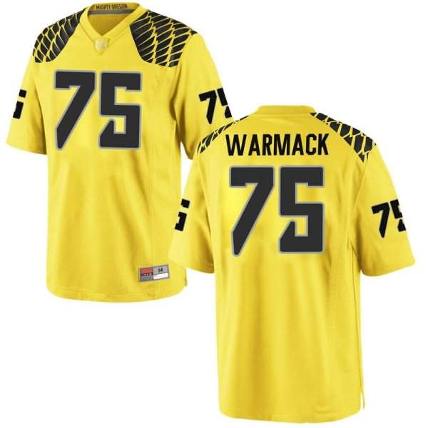 Oregon Ducks Youth #75 Dallas Warmack Football College Game Gold Jersey DVN58O7P