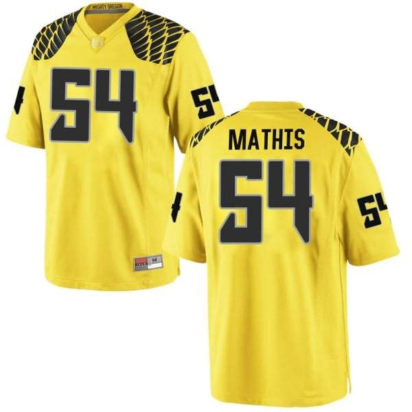 Oregon Ducks Youth #54 Dru Mathis Football College Game Gold Jersey KMS32O8E