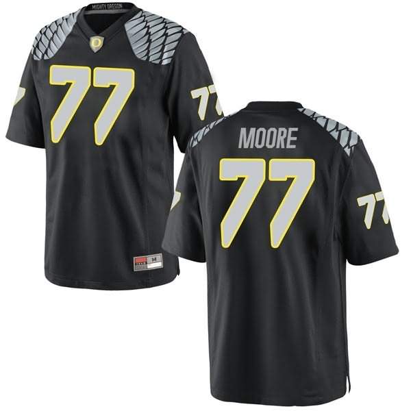 Oregon Ducks Youth #77 George Moore Football College Game Black Jersey IZA41O8D
