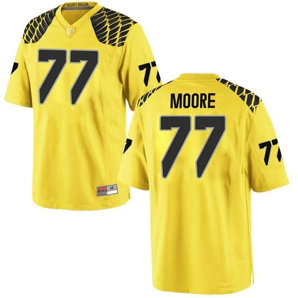 Oregon Ducks Youth #77 George Moore Football College Game Gold Jersey LUF35O3P