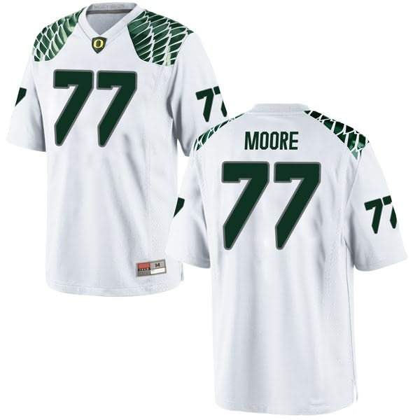 Oregon Ducks Youth #77 George Moore Football College Game White Jersey XNZ14O6A