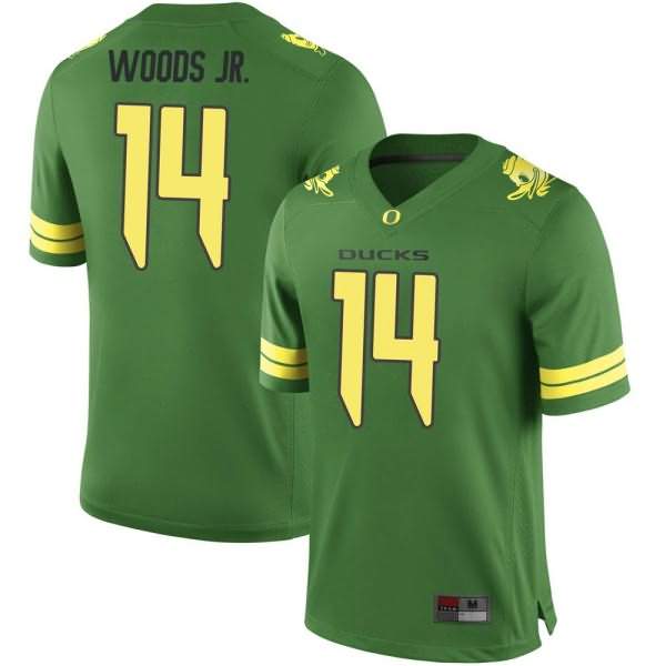 Oregon Ducks Youth #14 Haki Woods Jr. Football College Game Green Jersey VPT88O3Q