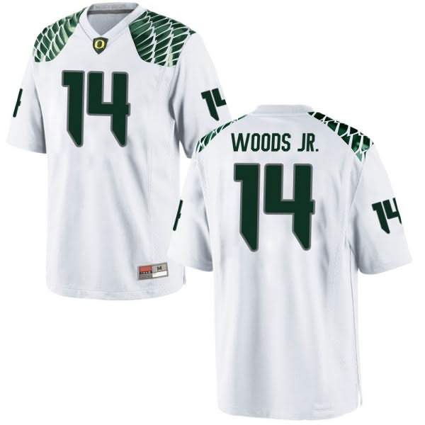Oregon Ducks Youth #14 Haki Woods Jr. Football College Replica White Jersey CTV46O0P
