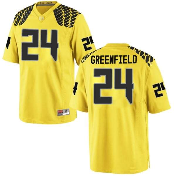 Oregon Ducks Youth #24 JJ Greenfield Football College Game Gold Jersey VMS64O4B