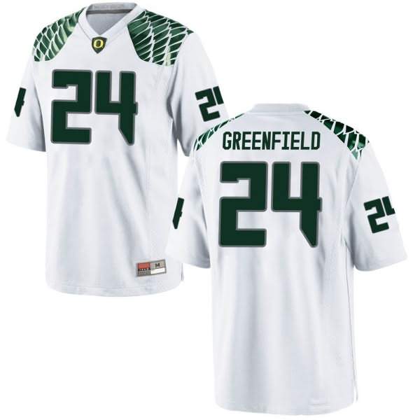 Oregon Ducks Youth #24 JJ Greenfield Football College Game White Jersey DLR72O1C