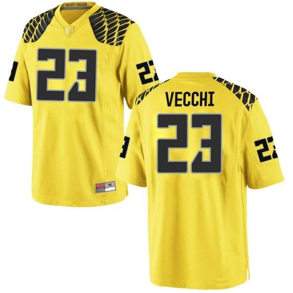 Oregon Ducks Youth #23 Jack Vecchi Football College Replica Gold Jersey SNS73O6Y
