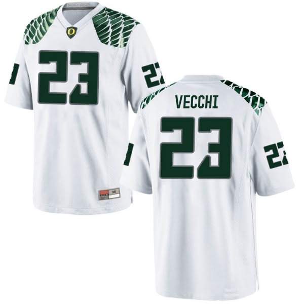 Oregon Ducks Youth #23 Jack Vecchi Football College Replica White Jersey VJO52O6H