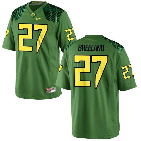 Oregon Ducks Youth #27 Jacob Breeland Football College Authentic Green Apple Alternate Jersey TLO58O7T