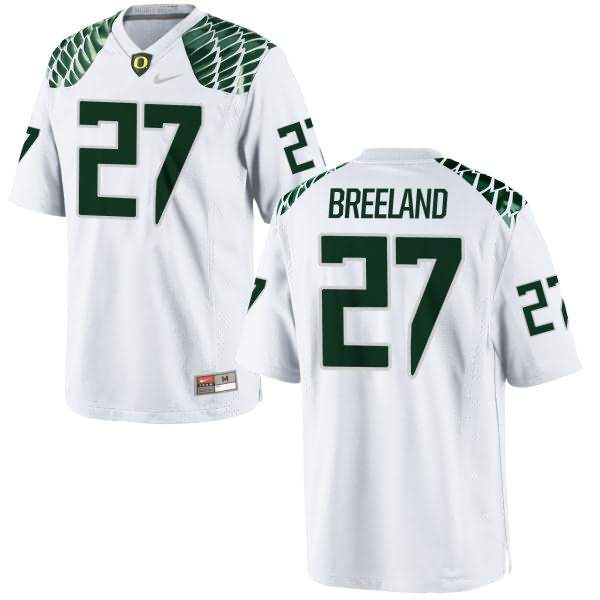 Oregon Ducks Youth #27 Jacob Breeland Football College Limited White Jersey DFY40O5D