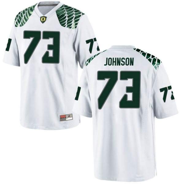 Oregon Ducks Youth #73 Justin Johnson Football College Game White Jersey EHY13O2Q