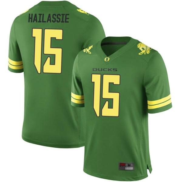 Oregon Ducks Youth #15 Kahlef Hailassie Football College Replica Green Jersey GMQ65O7B