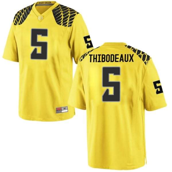 Oregon Ducks Youth #5 Kayvon Thibodeaux Football College Game Gold Jersey ZXU84O7J