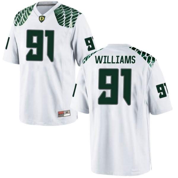 Oregon Ducks Youth #91 Kristian Williams Football College Game White Jersey VFO01O3R