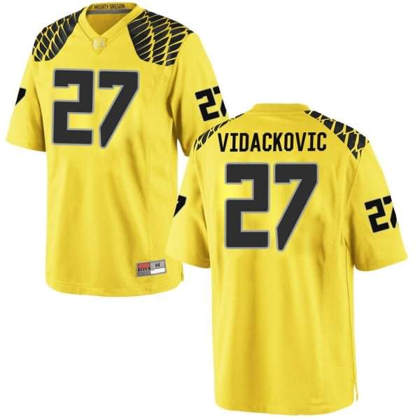 Oregon Ducks Youth #27 Marko Vidackovic Football College Replica Gold Jersey WLK23O4W