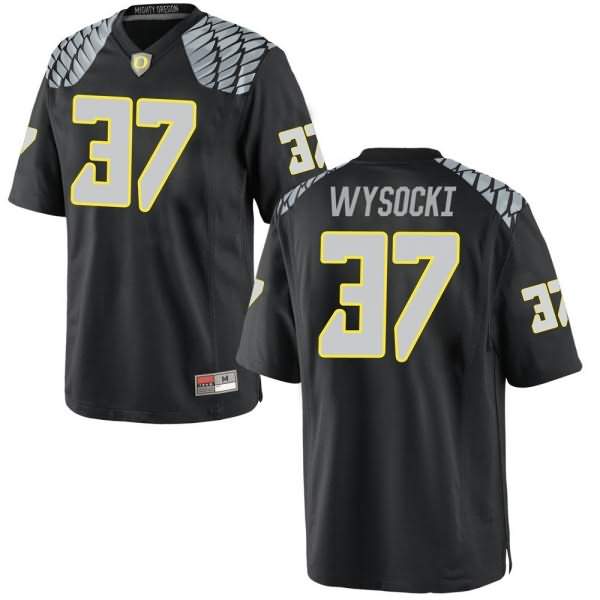 Oregon Ducks Youth #37 Max Wysocki Football College Replica Black Jersey DQN78O3Y