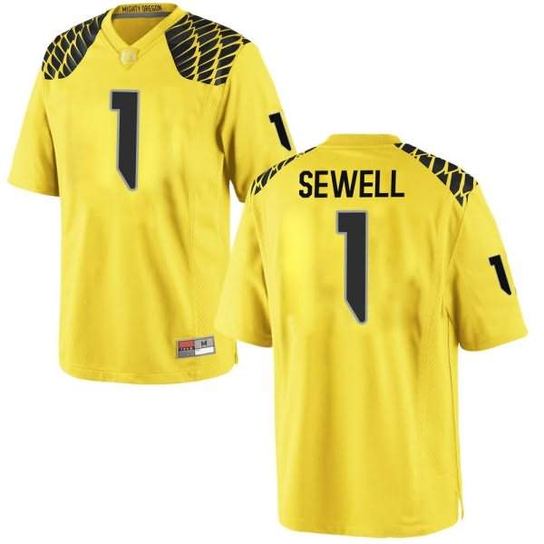 Oregon Ducks Youth #1 Noah Sewell Football College Game Gold Jersey ULX21O0S