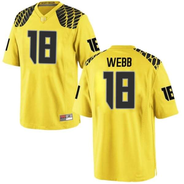Oregon Ducks Youth #18 Spencer Webb Football College Game Gold Jersey KST25O3A