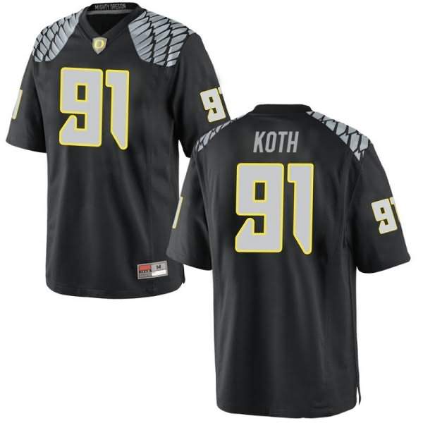Oregon Ducks Youth #91 Taylor Koth Football College Game Black Jersey ITZ18O3S