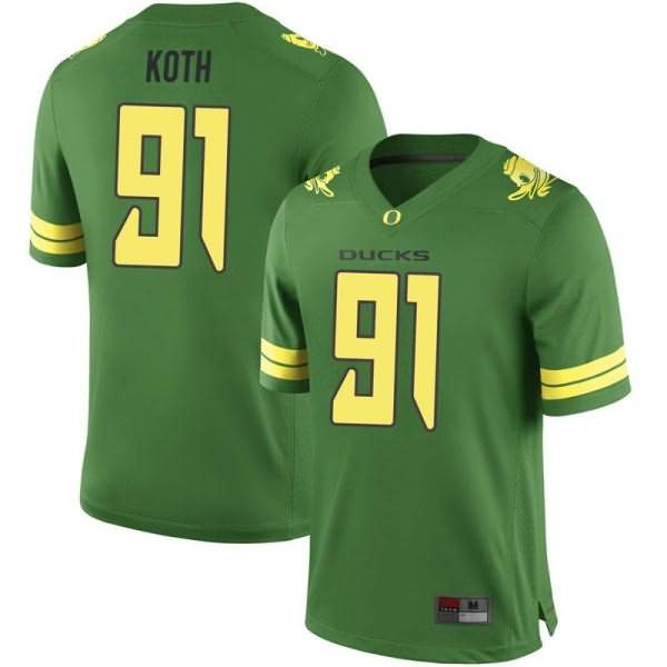 Oregon Ducks Youth #91 Taylor Koth Football College Game Green Jersey TZI13O2K