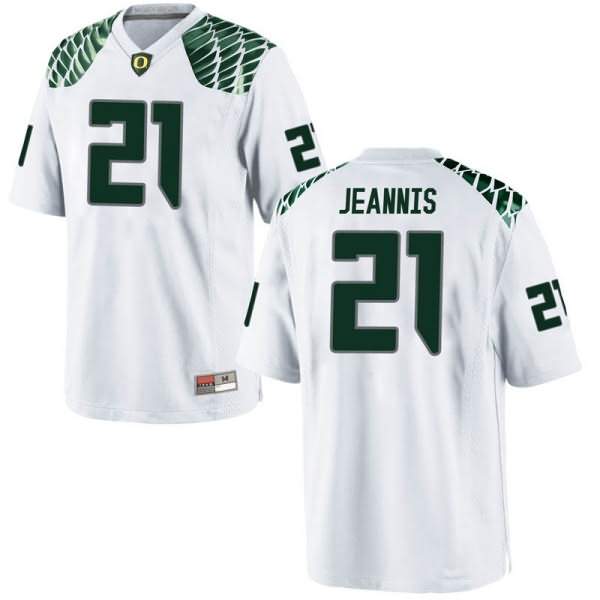 Oregon Ducks Youth #21 Tevin Jeannis Football College Game White Jersey ZDX21O1Y