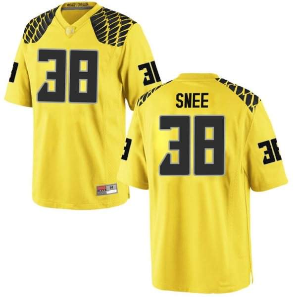 Oregon Ducks Youth #38 Tom Snee Football College Game Gold Jersey NEH18O3P