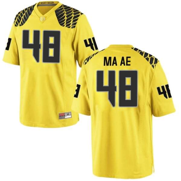 Oregon Ducks Youth #48 Treven Ma'ae Football College Game Gold Jersey QWI02O1M