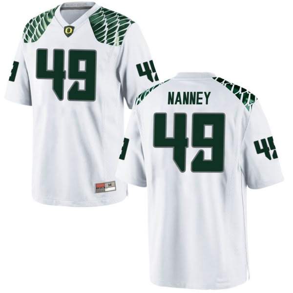 Oregon Ducks Youth #49 Tyler Nanney Football College Game White Jersey PJE71O3P